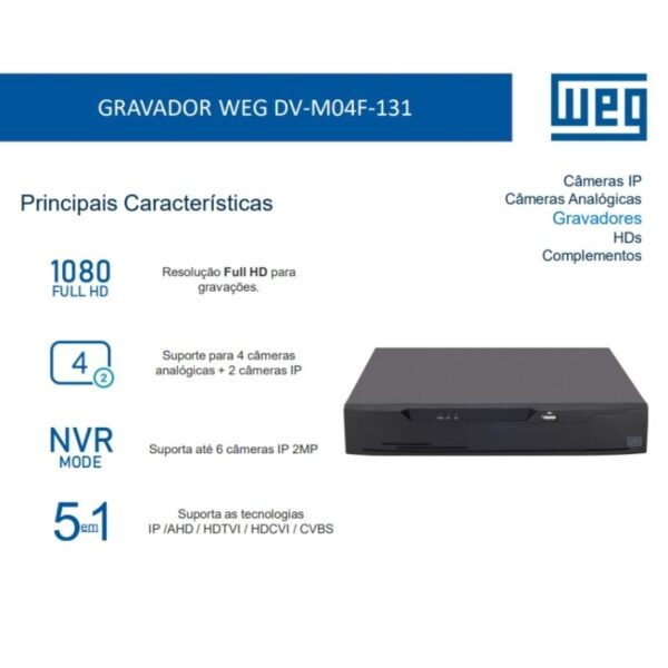 Kit CFTV 4 Câmeras Segurança HD DVR 4 Canais Com HD de 1TB Completo - Imagem 5